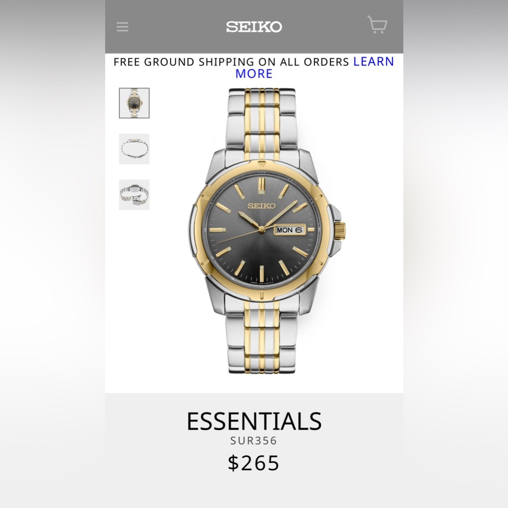 Seiko Essentials SUR356 Two-Tone Silver and Gold Men's Watch